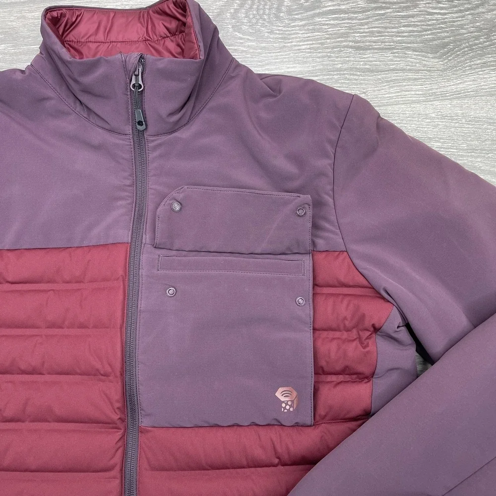 Mountain Hardwear Jacket Mens Medium M Red Full Zip Mock Duck Down Puffer Coat - Picture 5 of 16